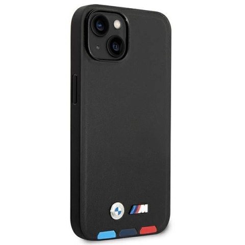 Etui BMW Leather Stamp Tricolor MagSafe na iPhone 14 Plus - czarne Etui BMW Leather Stamp Tricolor MagSafe na iPhone 14 Plus - czarne
