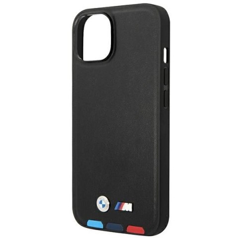 Etui BMW Leather Stamp Tricolor MagSafe na iPhone 14 - czarne Etui BMW Leather Stamp Tricolor MagSafe na iPhone 14 - czarne