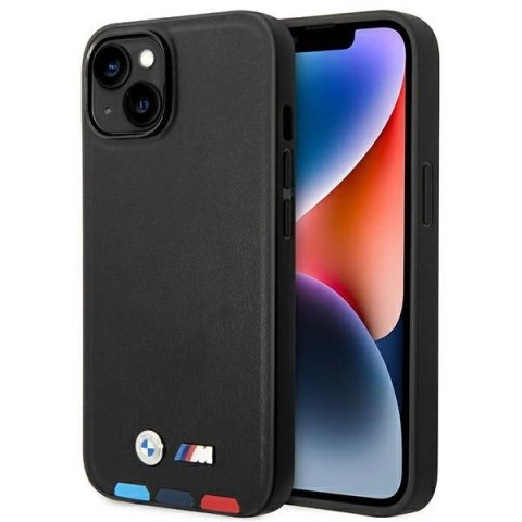 Etui BMW Leather Stamp Tricolor na iPhone 14 Plus - czarne Etui BMW Leather Stamp Tricolor na iPhone 14 Plus - czarne