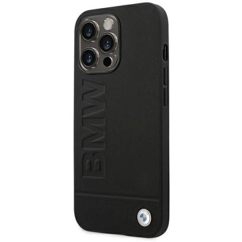 Etui BMW Leather Stamp na iPhone 14 Pro Max - czarne Etui BMW Leather Stamp na iPhone 14 Pro Max - czarne