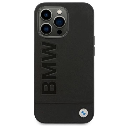 Etui BMW Leather Stamp na iPhone 14 Pro Max - czarne Etui BMW Leather Stamp na iPhone 14 Pro Max - czarne