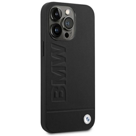 Etui BMW Leather Stamp na iPhone 14 Pro Max - czarne Etui BMW Leather Stamp na iPhone 14 Pro Max - czarne