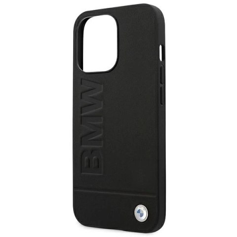 Etui BMW Leather Stamp na iPhone 14 Pro Max - czarne Etui BMW Leather Stamp na iPhone 14 Pro Max - czarne
