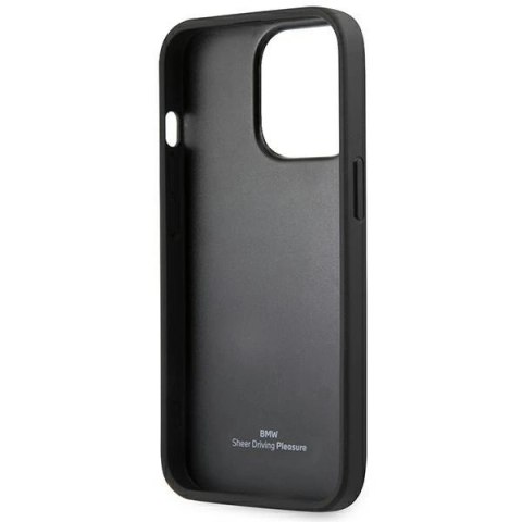 Etui BMW Leather Stamp na iPhone 14 Pro Max - czarne Etui BMW Leather Stamp na iPhone 14 Pro Max - czarne