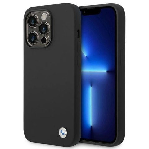 Etui BMW Silicone Metal Logo na iPhone 14 Pro - czarne Etui BMW Silicone Metal Logo na iPhone 14 Pro - czarne