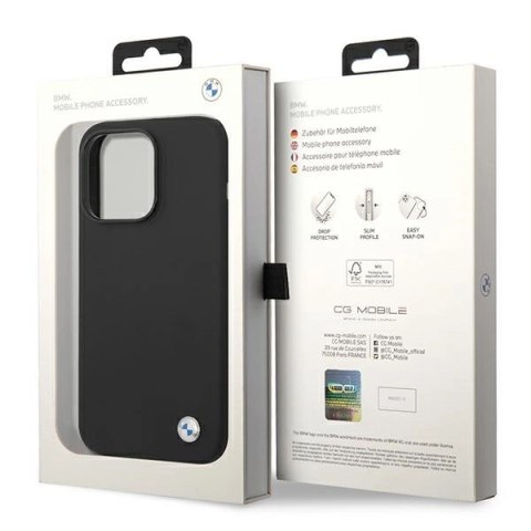 Etui BMW Silicone Metal Logo na iPhone 14 Pro - czarne Etui BMW Silicone Metal Logo na iPhone 14 Pro - czarne
