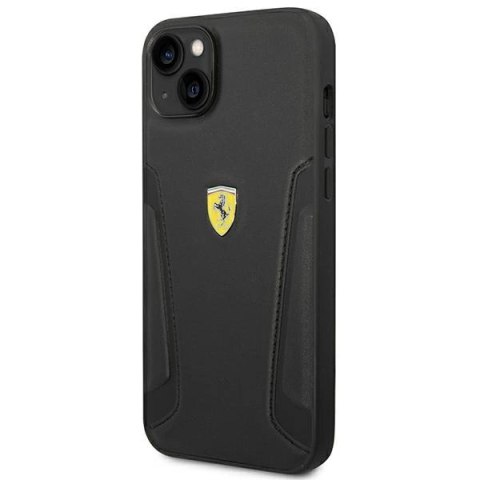 Etui Ferrari Leather Stamp Sides na iPhone 14 Plus - czarne