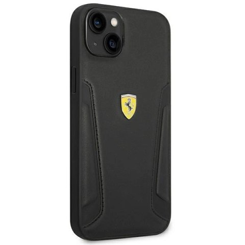 Etui Ferrari Leather Stamp Sides na iPhone 14 Plus - czarne