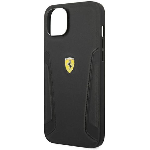 Etui Ferrari Leather Stamp Sides na iPhone 14 Plus - czarne