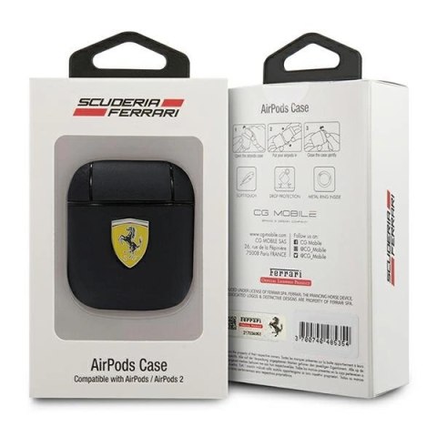 Etui Ferrari On Track Leather na AirPods 1/2 - czarne