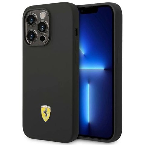 Etui Ferrari Silicone Metal Logo na iPhone 14 Pro - czarne Etui Ferrari Silicone Metal Logo na iPhone 14 Pro - czarne
