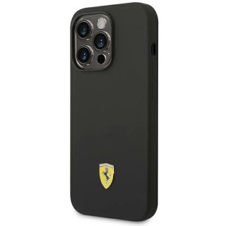 Etui Ferrari Silicone Metal Logo na iPhone 14 Pro - czarne