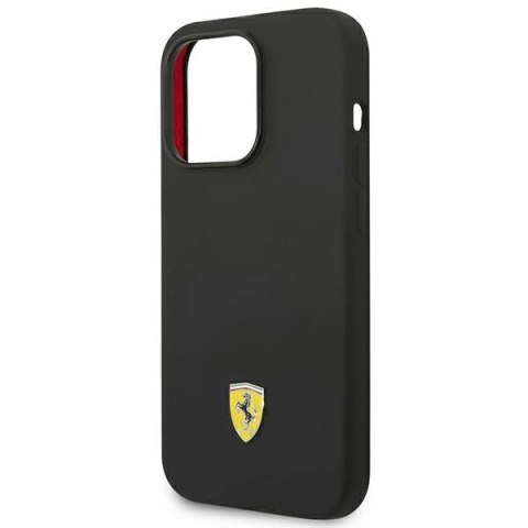 Etui Ferrari Silicone Metal Logo na iPhone 14 Pro - czarne Etui Ferrari Silicone Metal Logo na iPhone 14 Pro - czarne