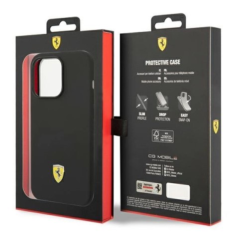 Etui Ferrari Silicone Metal Logo na iPhone 14 Pro - czarne Etui Ferrari Silicone Metal Logo na iPhone 14 Pro - czarne