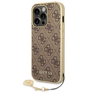 Etui Guess 4G Charms Collection na iPhone 14 Pro - brązowe