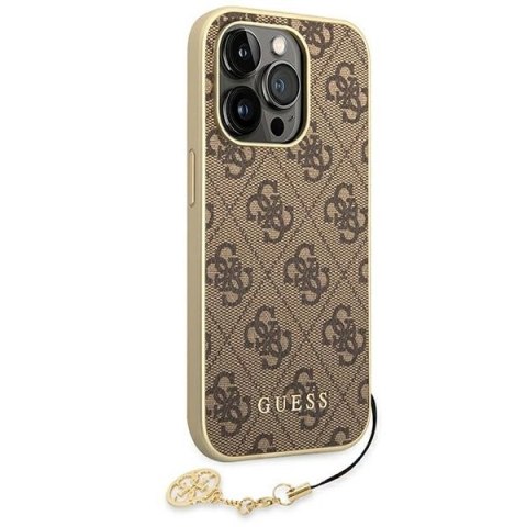 Etui Guess 4G Charms Collection na iPhone 14 Pro - brązowe