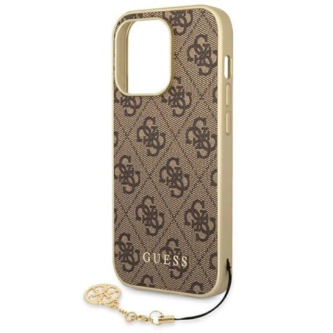 Etui Guess 4G Charms Collection na iPhone 14 Pro - brązowe