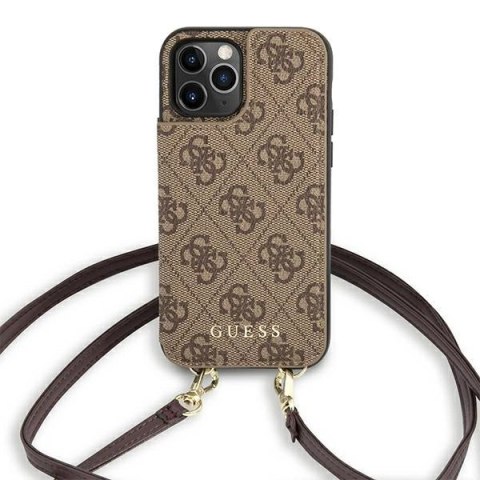 Etui Guess 4G Crossbody Cardslot na iPhone 12 / 12 Pro - brązowe