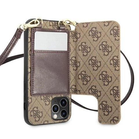Etui Guess 4G Crossbody Cardslot na iPhone 12 / 12 Pro - brązowe