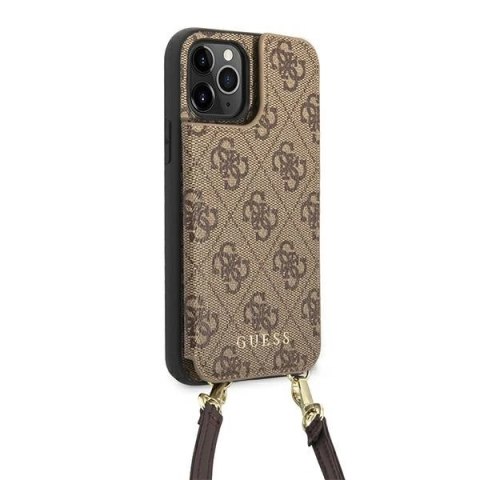 Etui Guess 4G Crossbody Cardslot na iPhone 12 / 12 Pro - brązowe