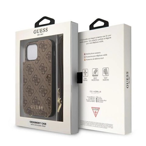 Etui Guess 4G Crossbody Cardslot na iPhone 12 / 12 Pro - brązowe