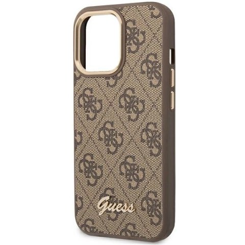 Etui Guess 4G Vintage Gold Logo na iPhone 14 Pro - brązowe