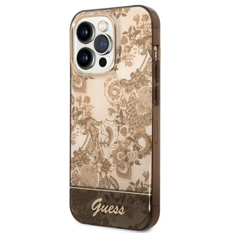 Etui Guess Porcelain Collection na iPhone 14 Pro - beżowe