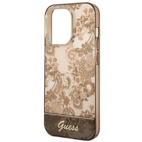 Etui Guess Porcelain Collection na iPhone 14 Pro - beżowe