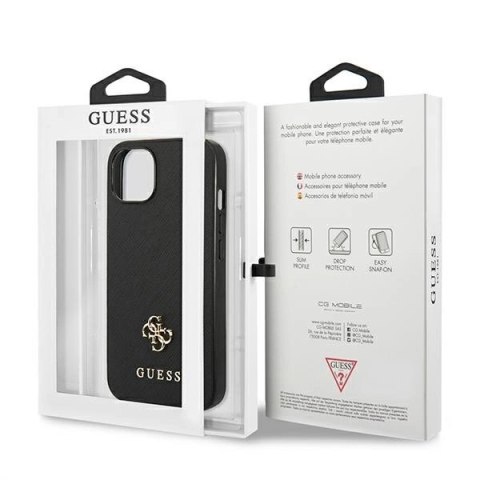 Etui Guess Saffiano 4G Small Metal Logo na iPhone 13 mini - czarne