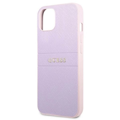 Etui Guess Saffiano Hot Stamp & Metal Logo na iPhone 13 mini - fioletowe