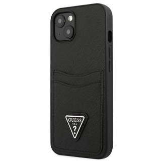 Etui Guess Saffiano Triangle Logo Cardslot na iPhone 13 mini - czarne
