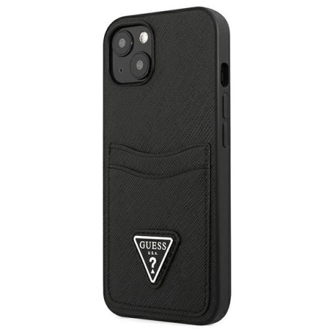 Etui Guess Saffiano Triangle Logo Cardslot na iPhone 13 mini - czarne