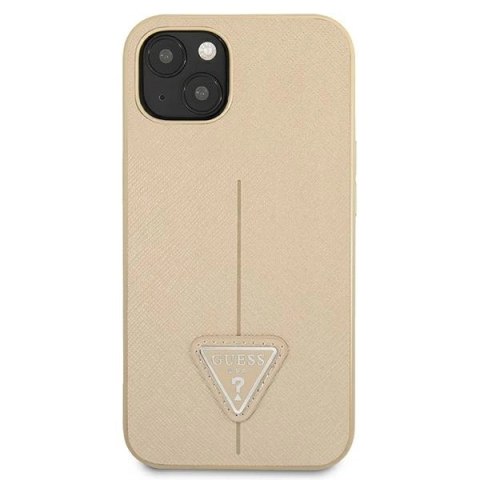 Etui Guess Saffiano Triangle Logo na iPhone 13 mini - beżowe