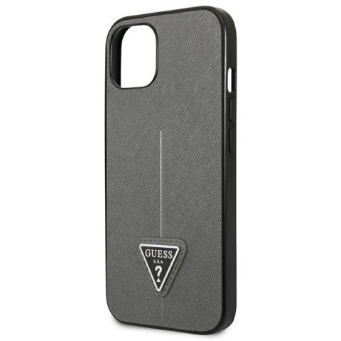 Etui Guess Saffiano Triangle Logo na iPhone 13 mini - srebrne