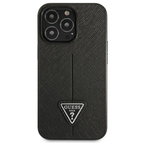 Etui Guess Saffiano Triangle Logo na iPhone 14 Pro - czarne