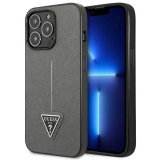 Etui Guess Saffiano Triangle Logo na iPhone 14 Pro - srebrne
