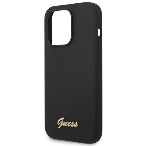 Etui Guess Silicone Vintage Gold Logo na iPhone 14 Pro - czarne