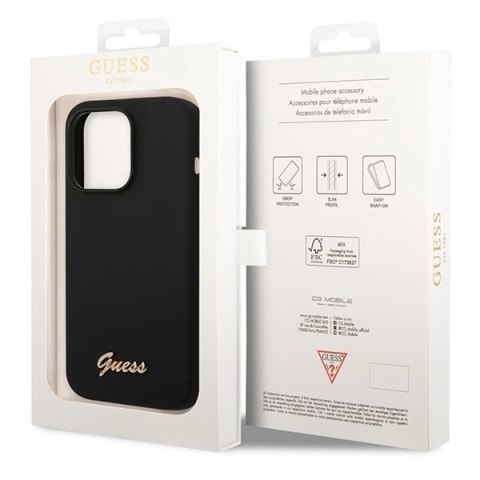 Etui Guess Silicone Vintage Gold Logo na iPhone 14 Pro - czarne