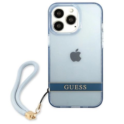 Etui Guess Translucent Strap na iPhone 13 Pro / iPhone 13 - niebieskie