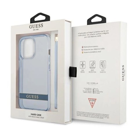 Etui Guess Translucent Strap na iPhone 13 Pro / iPhone 13 - niebieskie