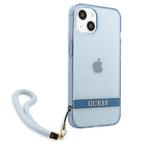 Etui Guess Translucent Strap na iPhone 13 mini - niebieskie