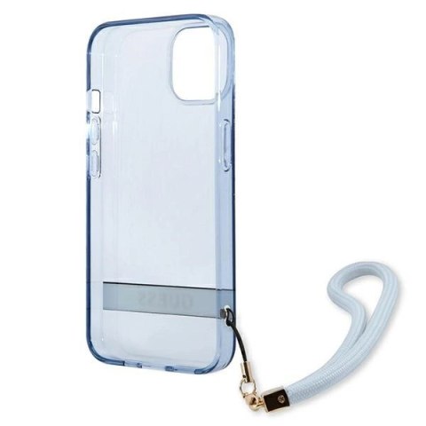 Etui Guess Translucent Strap na iPhone 13 mini - niebieskie