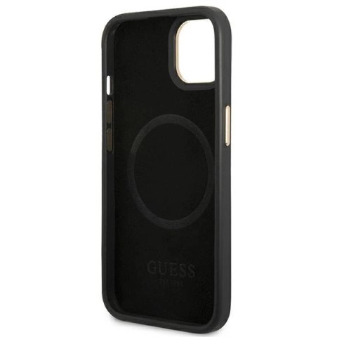 Etui Guess 4G Logo Plate MagSafe na iPhone 14 Plus - czarne
