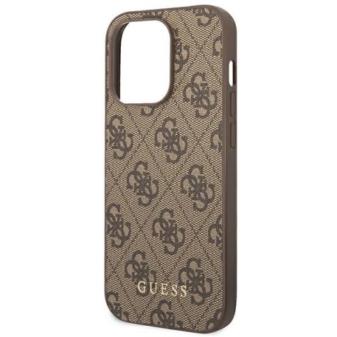 Etui Guess 4G Metal Gold Logo na iPhone 14 Pro Max - brązowe