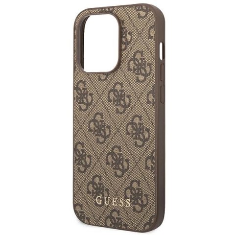 Etui Guess 4G Metal Gold Logo na iPhone 14 Pro Max - brązowe
