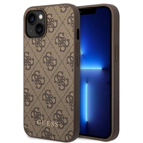 Etui Guess 4G Metal Gold Logo na iPhone 14 - brązowe