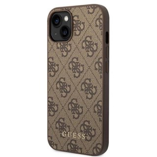 Etui Guess 4G Metal Gold Logo na iPhone 14 - brązowe