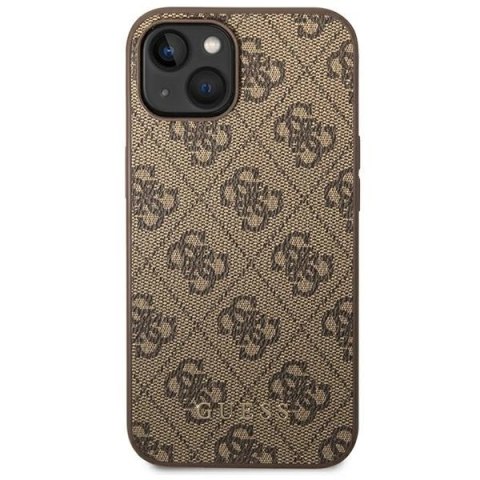 Etui Guess 4G Metal Gold Logo na iPhone 14 - brązowe