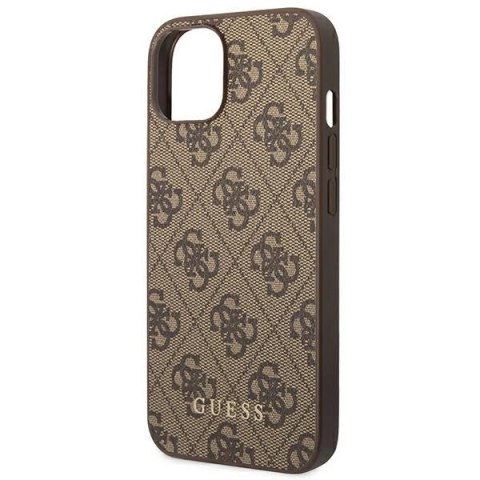 Etui Guess 4G Metal Gold Logo na iPhone 14 - brązowe