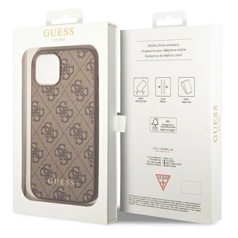 Etui Guess 4G Metal Gold Logo na iPhone 14 - brązowe